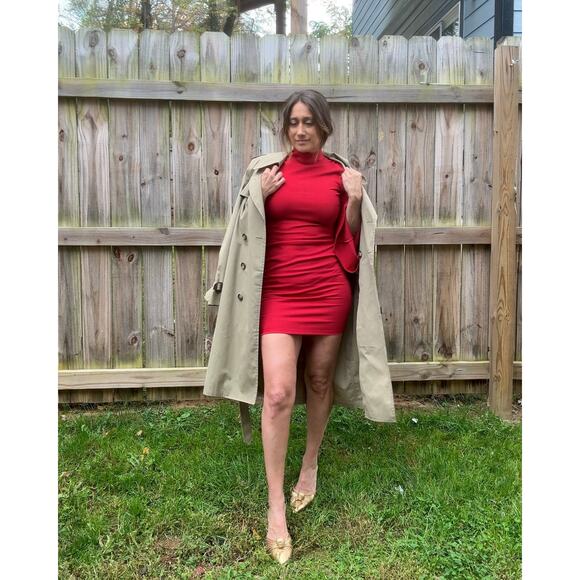 Y2K Vintage Red Bell Sleeve Dress Bodycon Date Night - Picture 6 of 10